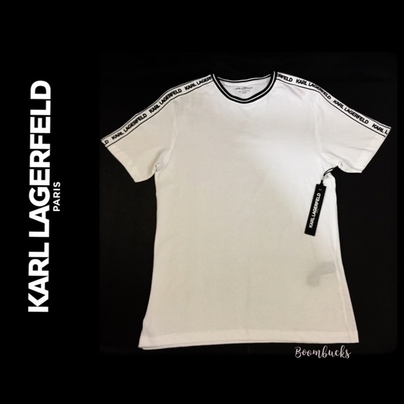 New Karl Lagerfeld Logo Tape Solid T shirt… - Picture 2 of 12